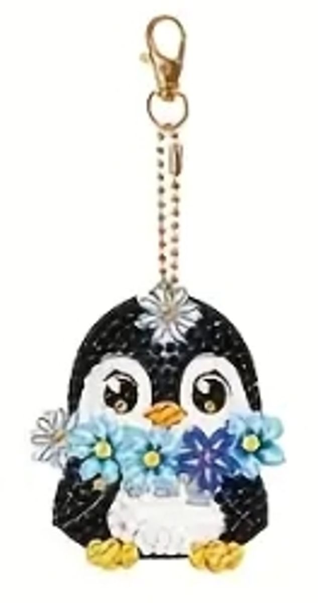 Pingu med blå blomster