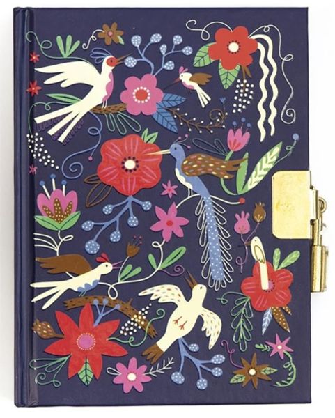 Hovedbilde Dagbok med lås – Fugler og blomster