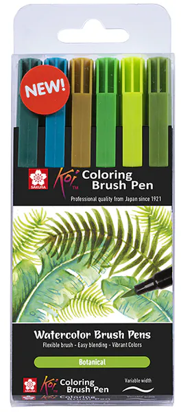 Hovedbilde Watercolor Brush Pens 6 stk - Botanical