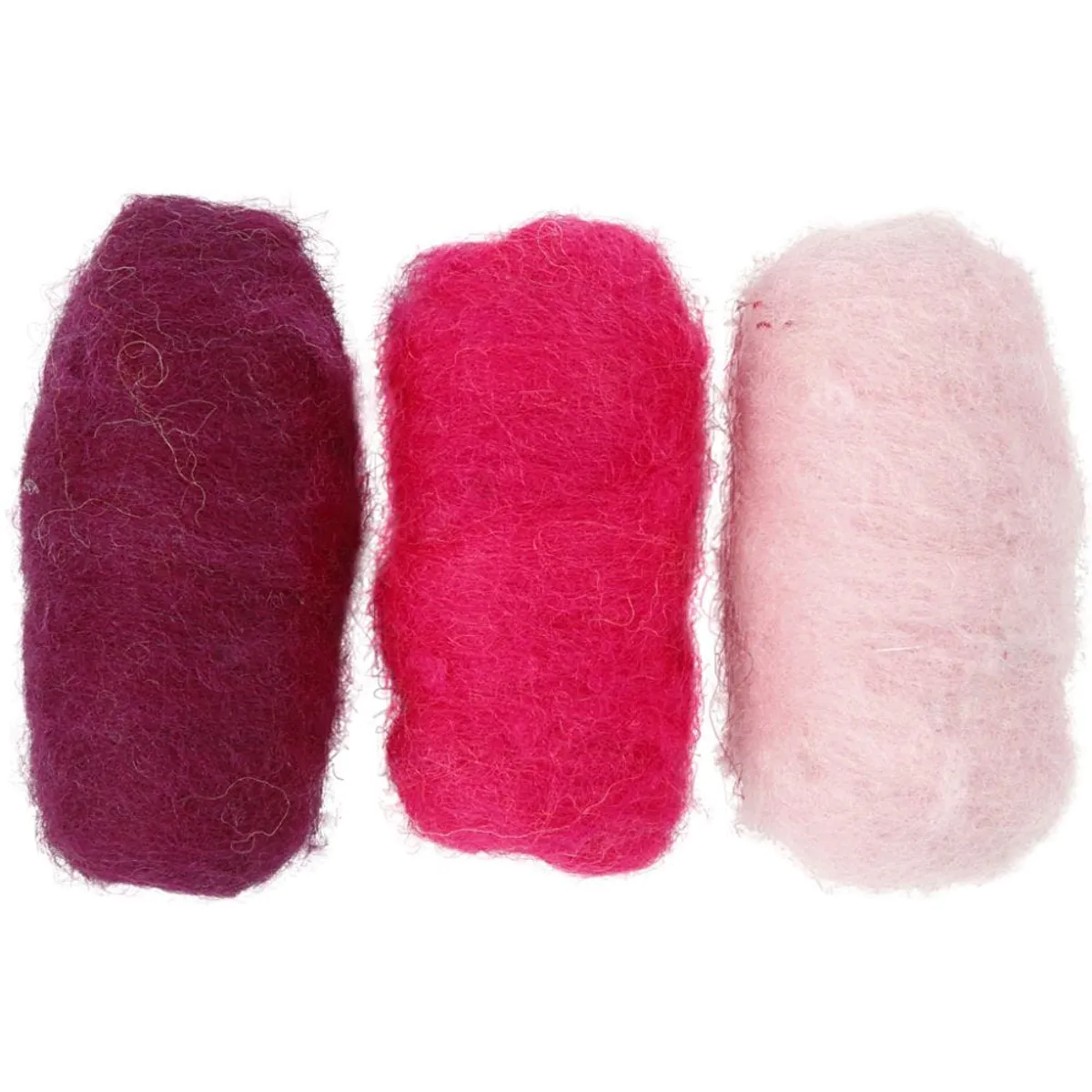Kardet ull, lilla/pink harmoni, 3 x 10 gram