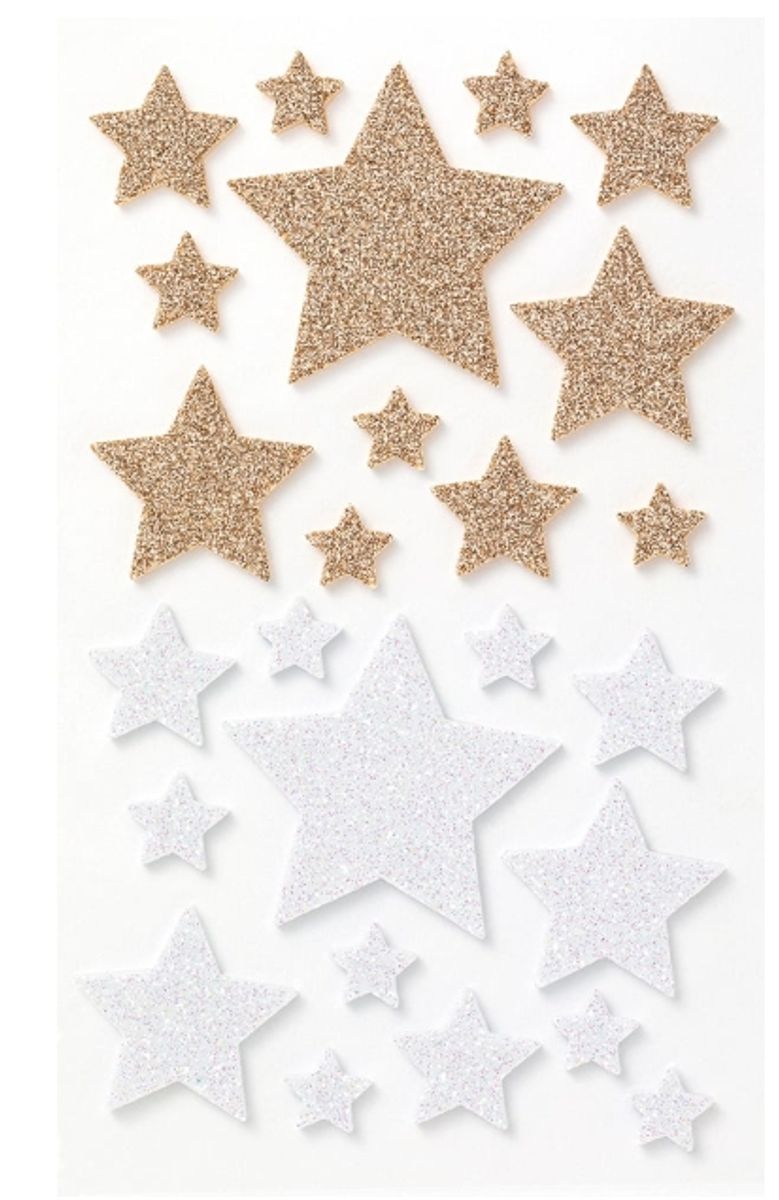 Klistremerker mosgummi med glitter – Stjerner